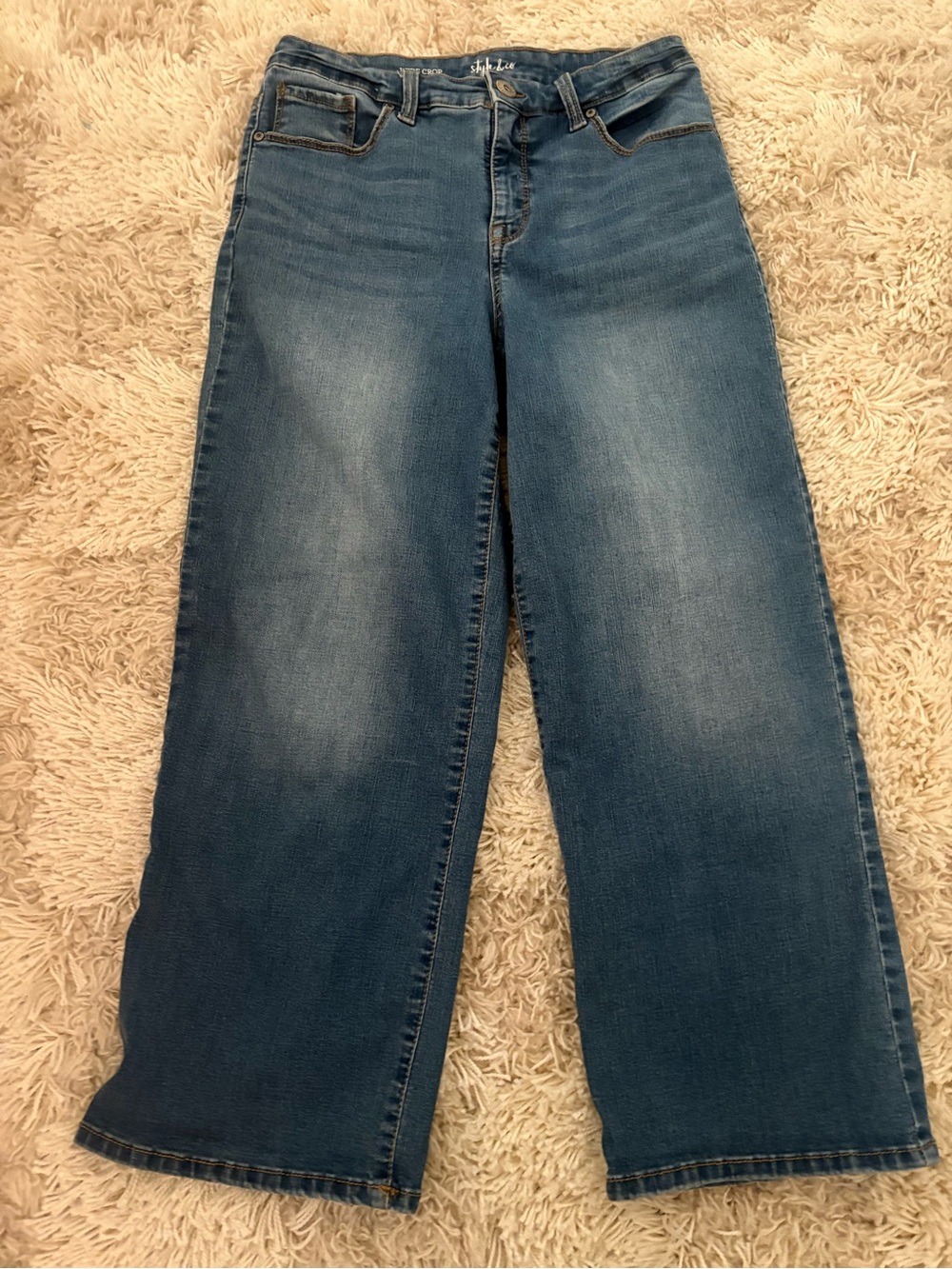 Style & Co. Women's Wide Crop Denim Jeans in Blue Size 6